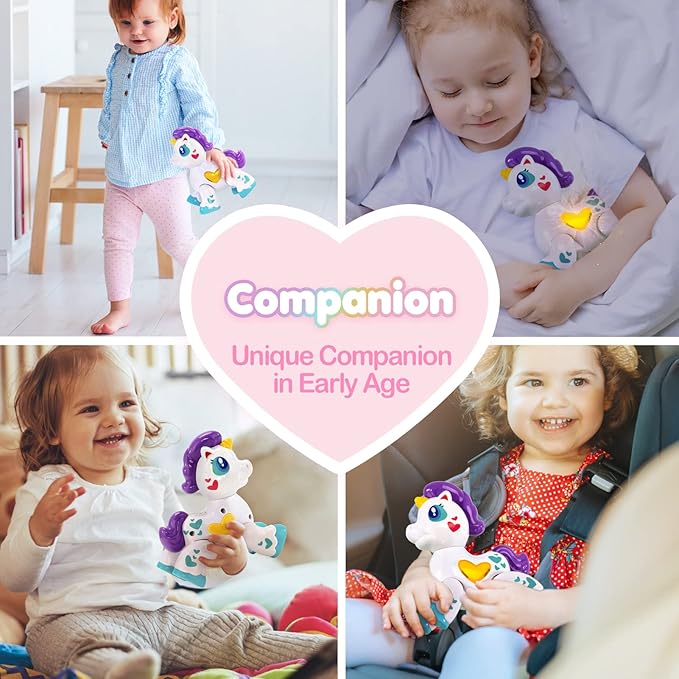 hahaland Toys for 1 Year Old Girl Toddler Girl Toys Unicorn Musical Light up Baby Girls, Interactive Travel One Year Old Baby Girl Birthday Gifts