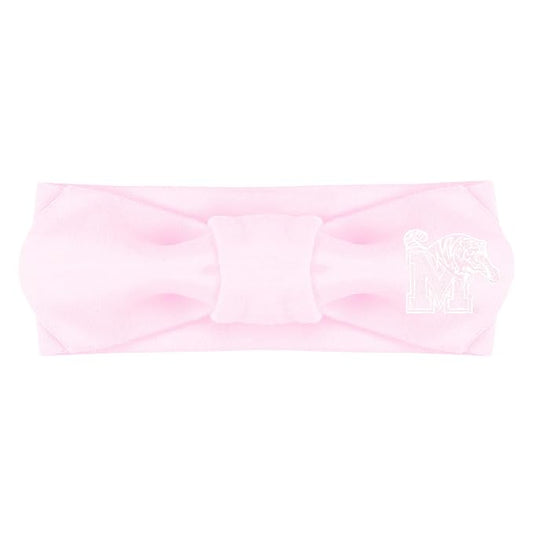 Creative Knitwear Memphis Tigers Infant Girls Pink Solid Hair Knot Headband Embroidered Logo - Size Newborn - 4T