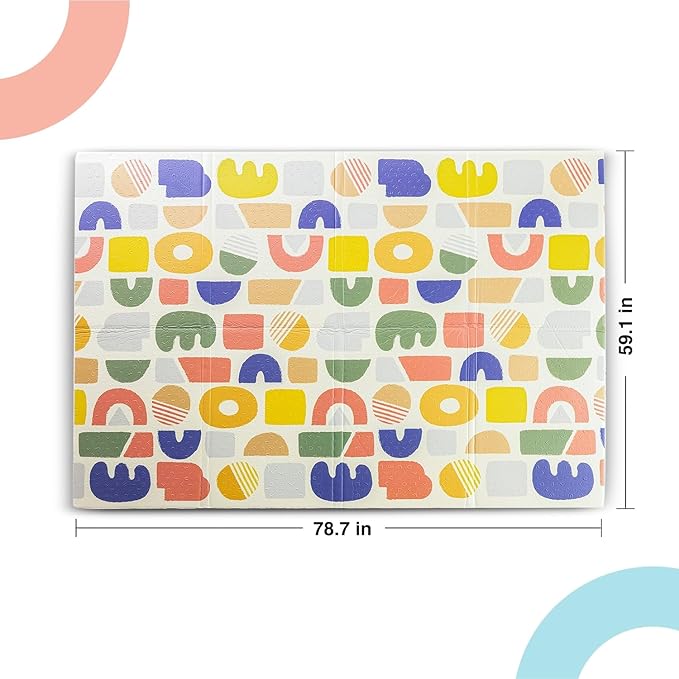 Oribel Foldable Baby Play Mat | 6.6ft x 5ft | Odour Resistant | Premium Thick & Plush | Waterproof, Stain Resistant & Easy Clean (Happy Palette)