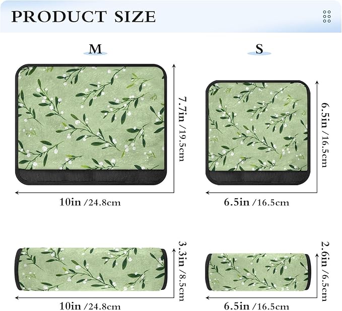 2 Pack Seatbelt Covers Seat Belt Cover Pad for Adults Boys Girls Car Seat Strap Covers Pads Cushion Universal Shoulder Strap Pad Protector for Backpack Camera Bag 6.5 Inch Green Branches and White Ber
