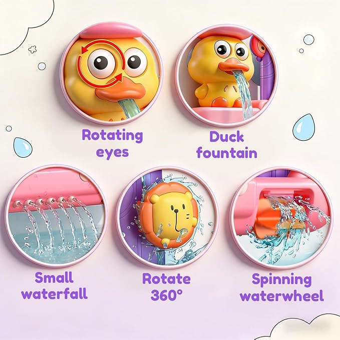 Bath Toys for Kids Ages 1-3: Toddler Bath Toys for 1 2 3 Year Old Girl Gifts - Pink Bathtub Toy for Toddlers 2-4 - Baby Girl Gifts 12+ Months