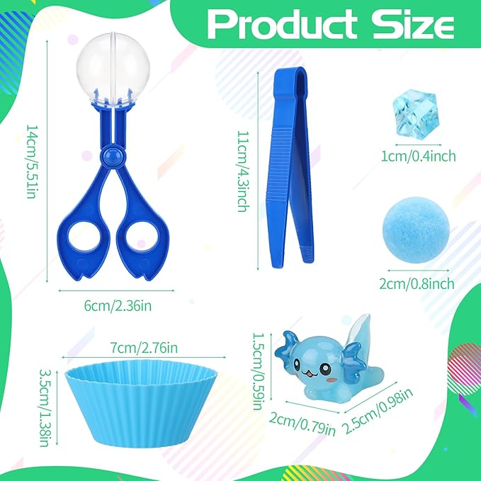 320 Pcs Axolotl Sensory Bin Fillers 200 Pompoms 42 Resin Axolotl Tweezers Scissors Clips Cups Fine Motor Skills Sets