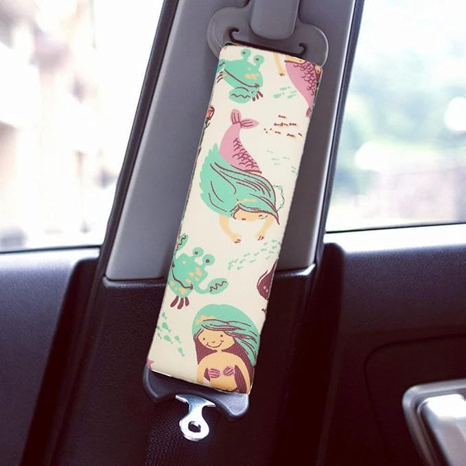 Baby Seat Belt Strap Cover, 2 Pcs Kids Car Seat Belt Cushions Pads, Shoulder Strap Protectors for Girls Boys (Mermaid)