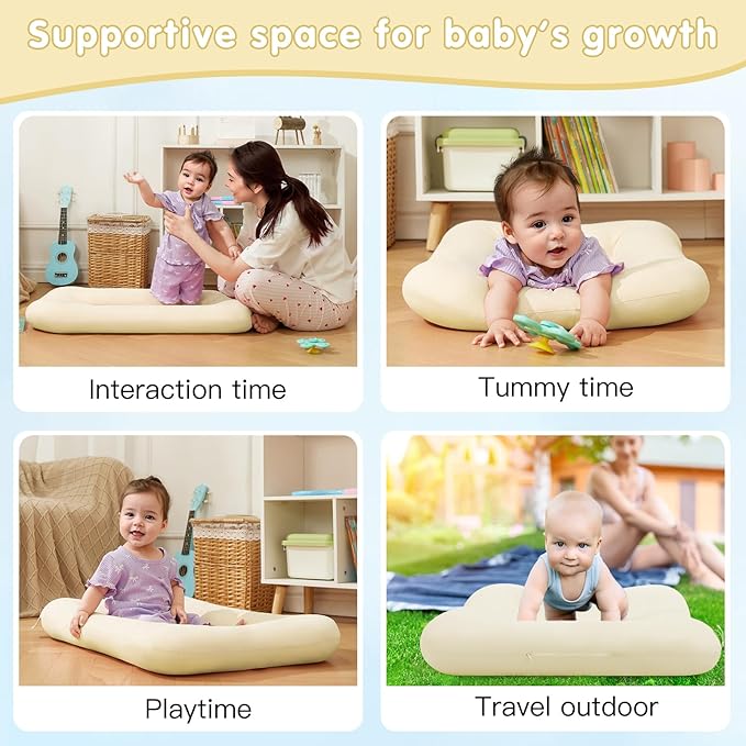 Baby Lounger 0-18 Months, Baby Lounger for Newborn, Soft Organic Cotton Breathable Lounger for Infants (White Baby Lounger)