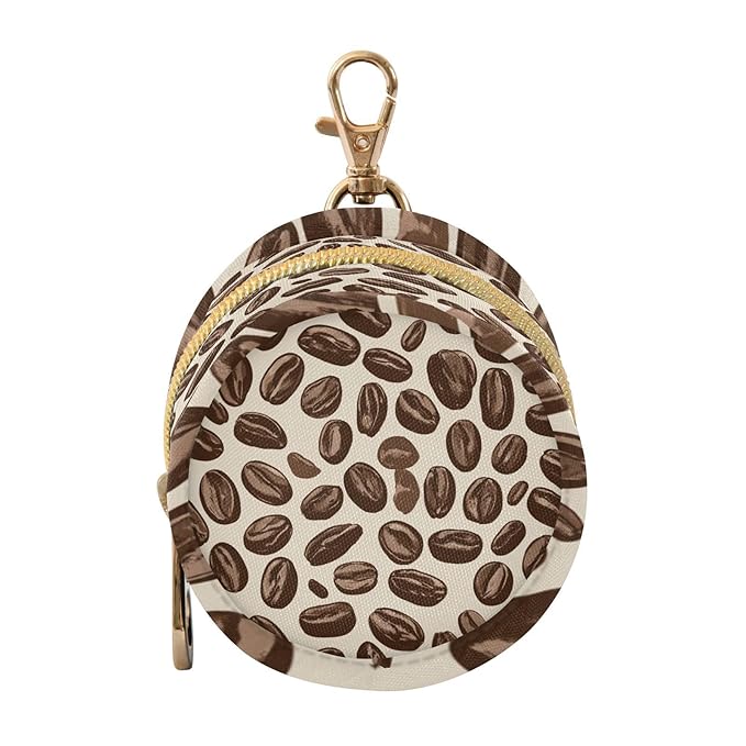 Pacifier Holder with Clip Pacifier Case for Diaper Bag Round Baby Pacifier Pouch Box Bag Portable Many Simple Coffee Beans