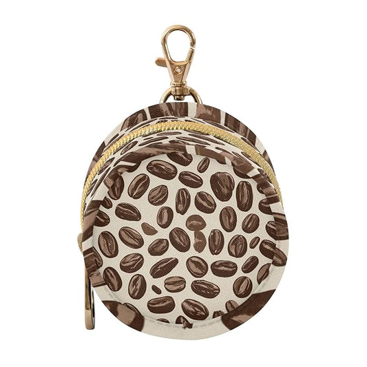 Pacifier Holder with Clip Pacifier Case for Diaper Bag Round Baby Pacifier Pouch Box Bag Portable Many Simple Coffee Beans