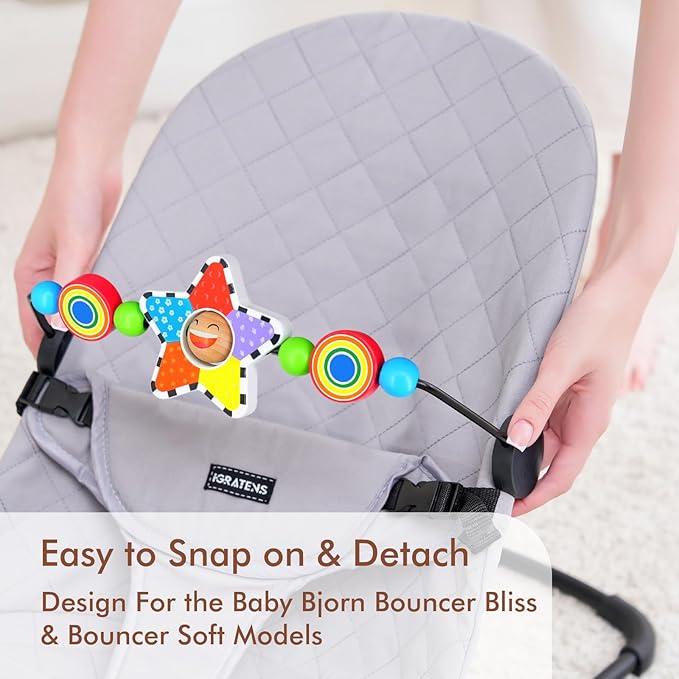 iGRATENS Baby Bjorn Bouncer Toy Bar, Toy for Baby Bouncer Soft & Bliss, Easy to Attach and Remove, Child-Friendly Materials, Exciting Design for Curious Babies, Pentagram