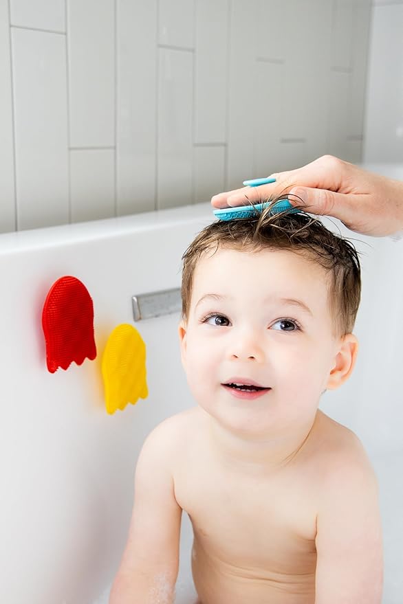 Ubbi Baby Cradle Cap Brush Silicone Brush Set, 3 Pack Soft Newborn & Infant Scalp Brushes for Gentle Bath Cleaning, BPA Free, Exfoliating Baby Bath Accessories