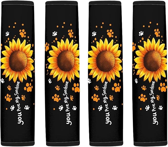UNICEU Yellow Sunflower Dog Paw Seatbelt Pad for Car Universal Fit Automotive Seat Belt Shoulder Pad for Women Men,Backpack Shoulder Strap Covers