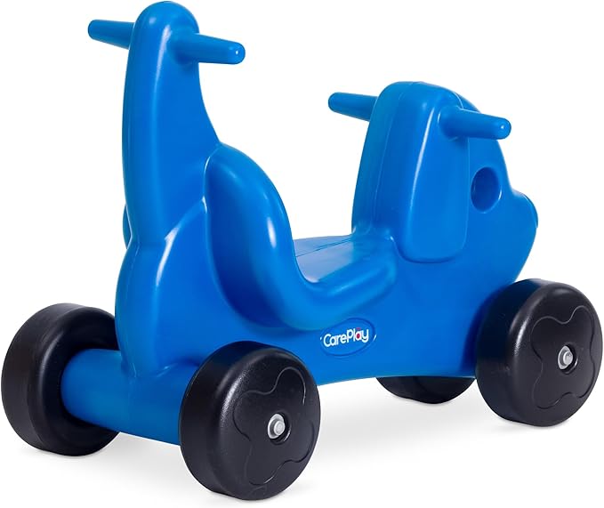 Careplay 2-in-1 Puppy Push & Ride-on Toy, Indoor & Outdoor Use, Low Profile Seat, Recommended for Children up to 50lbs, Durable Construction, Made in The USA, Blue