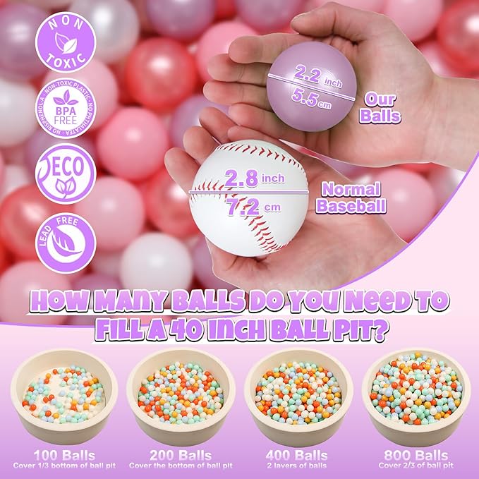 GOGOSO Ball Pit Balls for Toddlers Dogs Baby, 2.2 Inch Pastel Play Ball Toys Kid Ballpit, Bounse House, Birthday, Tent, Party,100 pcs
