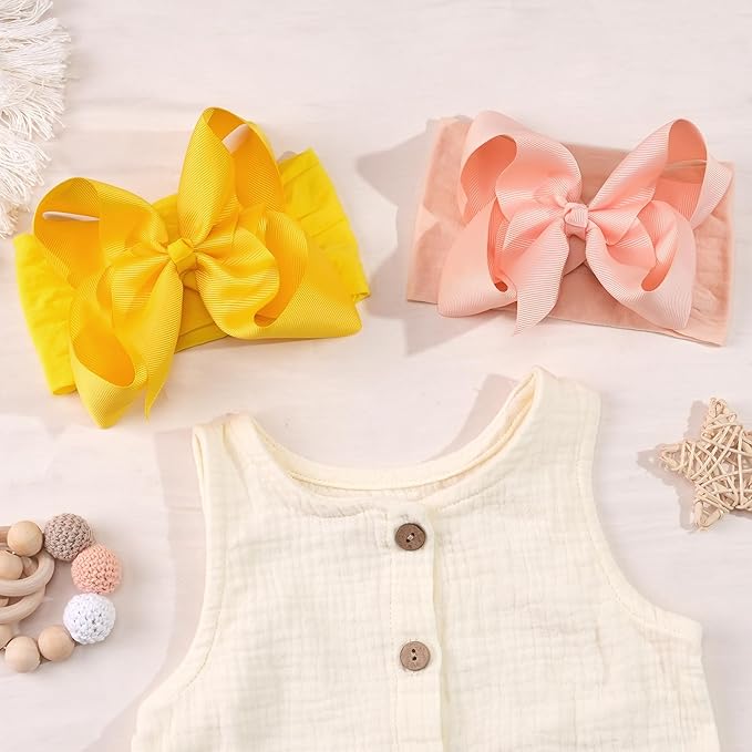 CÉLLOT 20 Colors Baby Bow Wide Turban Headbands Girls Big 5 inches Hair Bows Head Wraps Newborn Infants Toddlers Hairbands