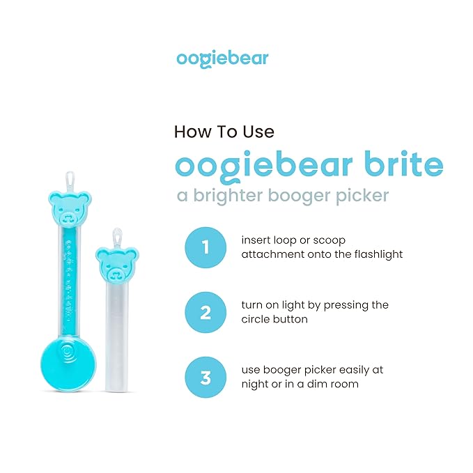 oogiebear Brite - Baby Nose Cleaner and Ear Wax Removal Tool. Baby Gadget with Nighttime LED Light. Safe Snot Booger Picker for Newborns, Infants & Toddlers
