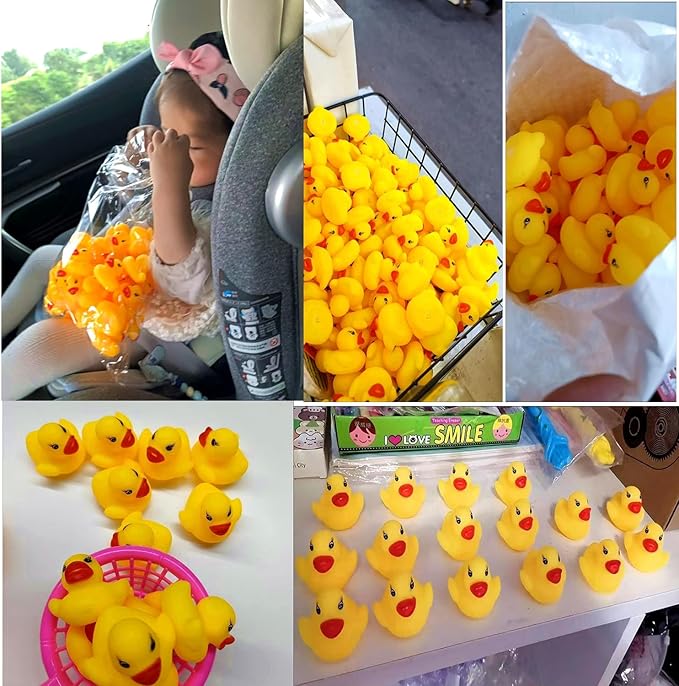 31-Pieces Float & Squeak Mini Rubber Duck Baby Bath Ducky Sound ShowerToys for Kids Celebrate The Joy of The Children