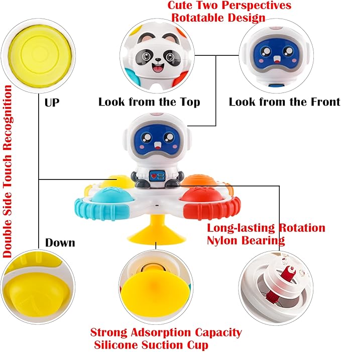 Hundredmore Suction Cup Spinner Toy for Baby 12-18Months, Bath Toys for Toddlers 1-3, Boys and Girls 1st Birthday Sensory Toys Gifts