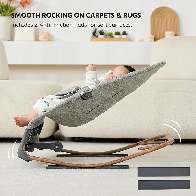 VaVaSoo 2-in-1 Electric Baby Rocker & Toddler Chair (up to 40 lbs), Dual Powered (Type-C or Battery), Motion Sensing Auto-Rocking Adjustable Support Bar for Stationary Seat, Music & Timer