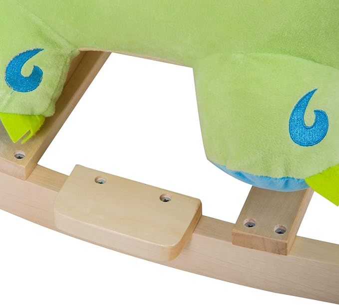 Qaba Kids Plush Ride-On Rocking Horse Toy Dinosaur Ride on Rocker Green with Realistic Sounds