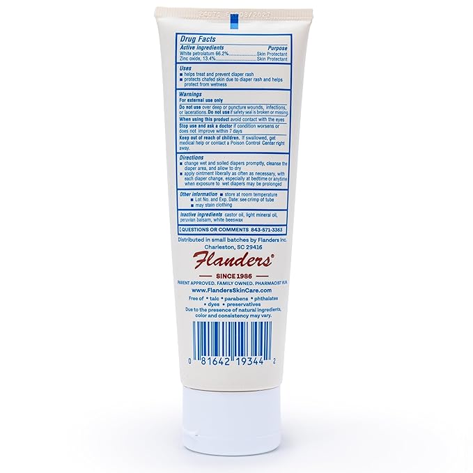 Flanders Buttocks Ointment – Zinc Oxide Diaper Rash Cream, Thick Barrier Paste for Baby & Adult Skin, Heat Rash, Chafing & Irritation Relief - 2 Pack (8oz Total)