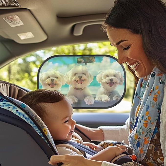 Bulopur 2 Pack Window Shades for Car UV Protection Breathable West Highland Terrier Car Seat Sun Protection Easy to Install Mesh Back Window Sun Shades Universal Fit Mesh Auto Windshield Shades