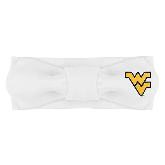 Creative Knitwear West Virginia Mountaineers Infant Girls White Solid Hair Knot Headband Embroidered Logo - Size Newborn - 4T