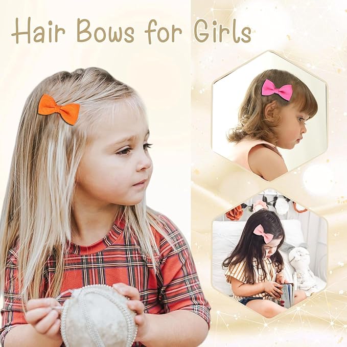2inch Hair Bows for Baby Girls,60PCS Grosgrain Boutique Solid Ribbon Mini Bows Alligator Clips for Baby Girls Newborns Toddler in Pairs