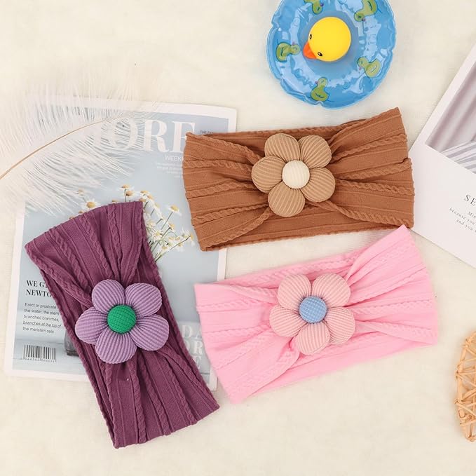 AQOKKA Baby Flower Headbands Nylon Baby Girl Headbands Soft Handmade Hairbands Toddler Hair Accessories for Girls Baby Newborn Infant Kids