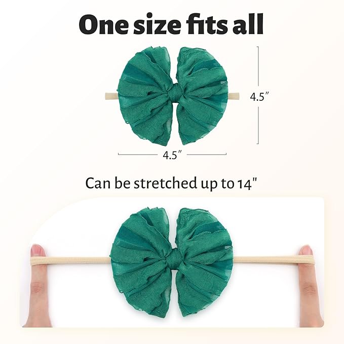 Lace Big Bows Baby Headbands Elastic Hairbands Hair Bows Children Soft Hair Accessories Newborn Infant Toddlers Wine Purple Green 3 PCS