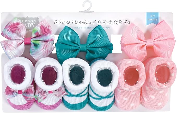 Hudson Baby Girl's Headband and Socks Giftset