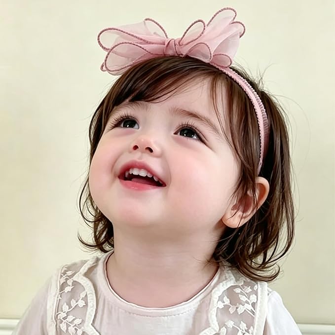 Baby Girls Cute Lace Bow Headband Soft Cotton Elastic Hair Accessories for Toddlers Newborns Ideal for Birthdays Baby Shower Photoshoots Special Occasions