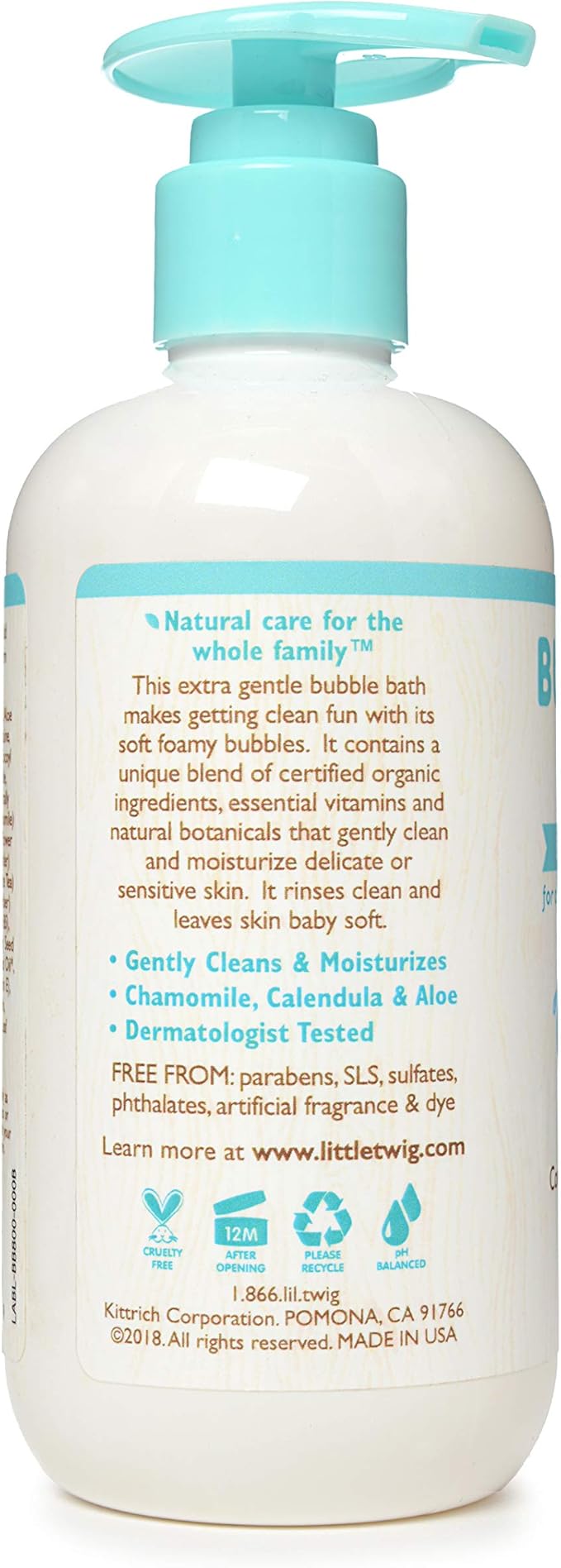 Little Twig Bubble Bath, Natural Plant Derived Formula, Fragrance Free, 8.5 fl oz.