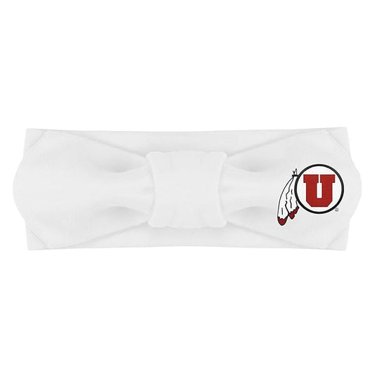 Creative Knitwear Utah Utes Infant Girls White Solid Hair Knot Headband Embroidered Logo - Size Newborn - 4T