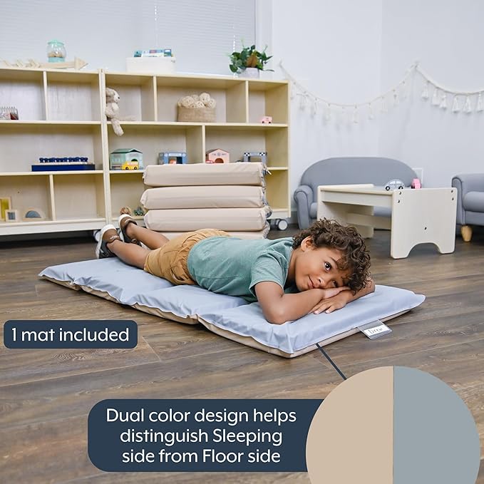 Children's Factory Nap Mats, 2 inch Thick Toddler Sleeping Mats for Preschools and Daycares, Comfortable and Soft 4 Section Folding Nap Pad