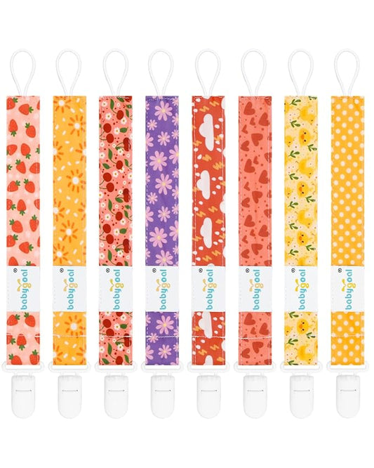 babygoal Pacifier Clips, 8 Pack Binky Paci Holder Clips Fits for Most Baby Pacifiers and Binkies