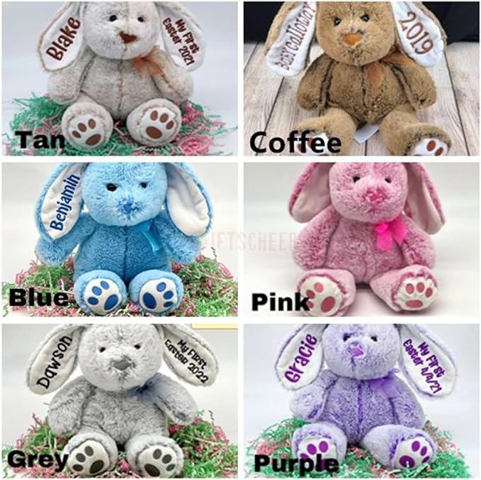 Personalized Plush Stuffed Bunny Animal Toy for Kids, Embroidered Bunny Easter Gifts Bunny Doll Easter Gift Toddler Toys Newborn Toys For Baby Welcome Parties, Easter, Thanksgiving, Christmas