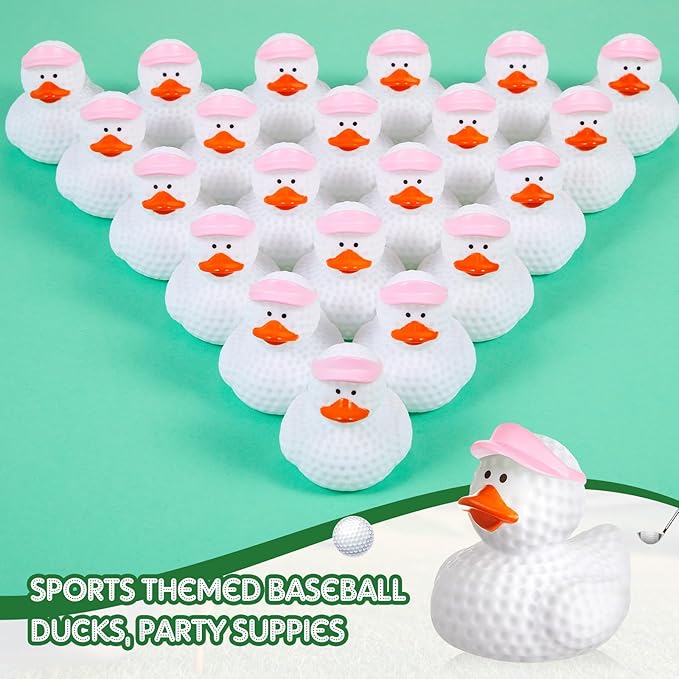 Deekin Rubber Ducks 2 Inch Bulk Sport Party Favors for Team Events Decorations Birthday Party Supplies Club Player Gift(24 Pcs,Golf Pink)