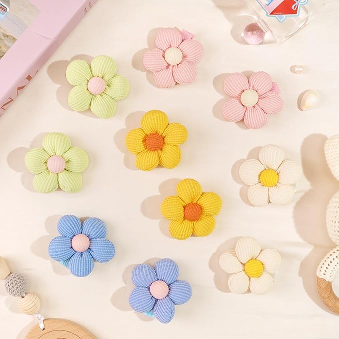 CÉLLOT Flower Hair Clips,10 Pcs Non-Slip Flower Bows Alligator Clips Hair Accessories for Girls Toddlers Teens and Women(Spring Colors)