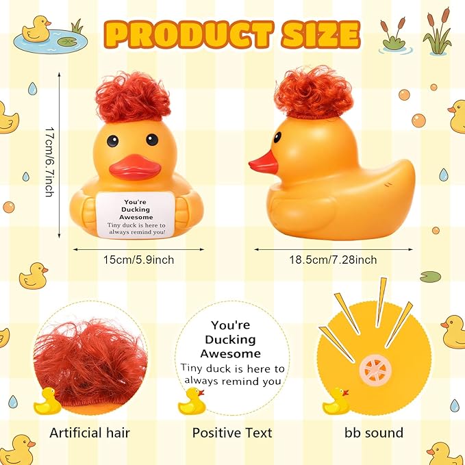 Civaner 7 Inch Emotional Giant Rubber Duck Big Jumbo Positive Yellow Duck Inspirational Gift Large Duckling Toy with Squeaky Sound for Men Coworker Colleges Graduation (Who You are)