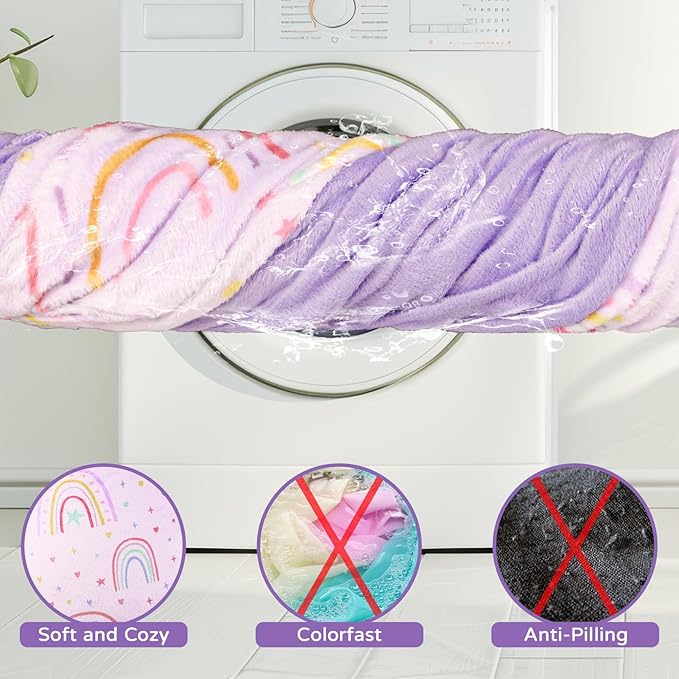 Seat Cover Compatible with Bumbo Seat, Soft and Breathable Baby Floor Seat Cover for Baby Boy & Girl (Cover Only), Purple Love and Rainbow