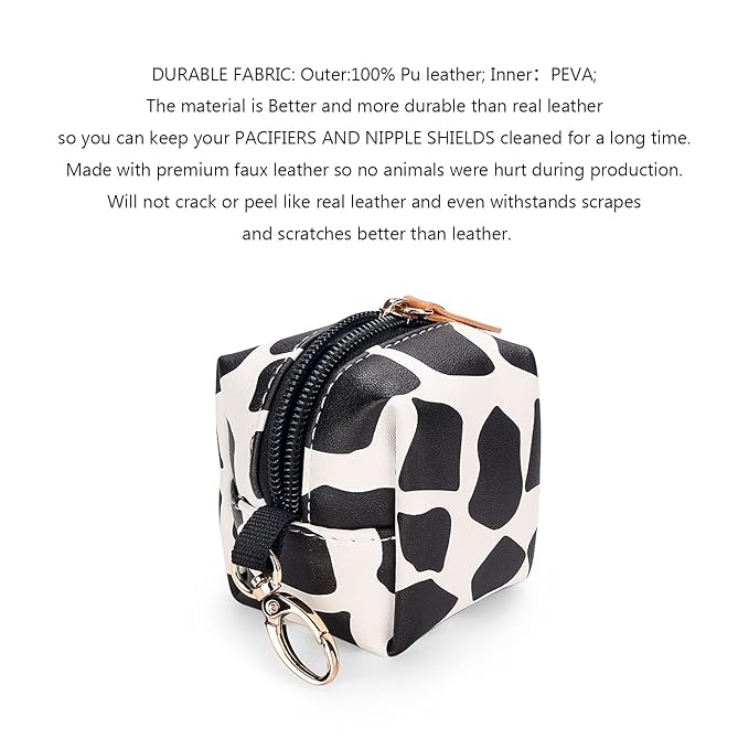 MOMIGO Pacifier Case Bag - Pacifier Holder with Clip for Diaper Bag Stroller Purse Charm, Holds 2 Pacifiers Outdoor Travel (Stone Pattern)