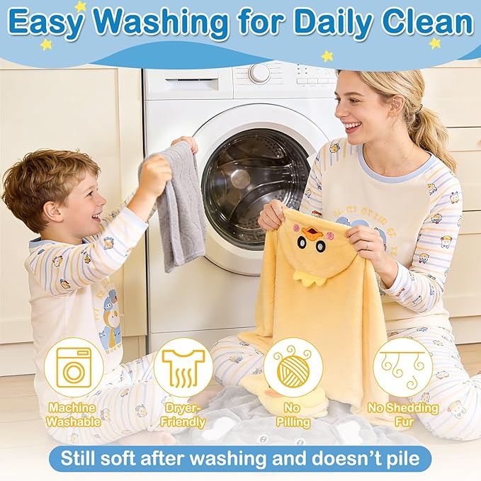 Flasoo 8 Pcs Toddler Towel Set, 2 Pcs Hooded Toddler Bath Towel, Large 55" x 27.5" Toddler Hooded Towel & 6 Pcs Baby Washcloths for Boy Girl 0-5 Year, Soft Gift for Babies, Infant, Newborn Essential