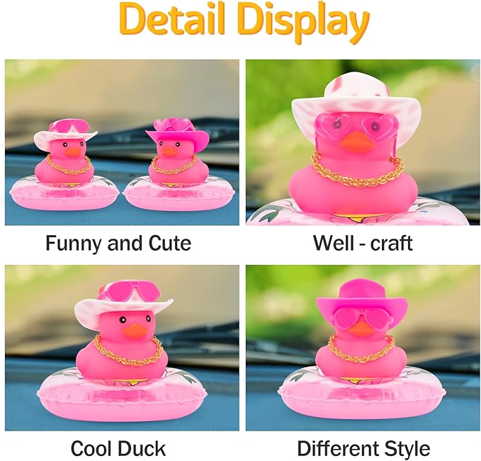 wonuu Car Accessories Rubber Ducks Dashboard Decorations Rubber Duck Pink Accessories Dashboard Duck Car Decorations Car Ducks for Dashboard Car Duck Car Dashboard Decorations, heart-pink&pinkdolphin