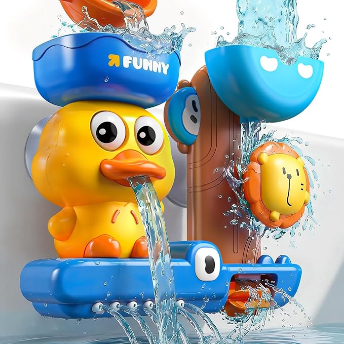 Bath Toys for 1 2 Year Old Boys: Cute & Fun Duck Bathtub Toys Toddlers 2-4 - Suction Bath Toys for Kids Ages 1-3-5 - Birthday Gifts for 1 2 3 Year Old Boy (Blue)