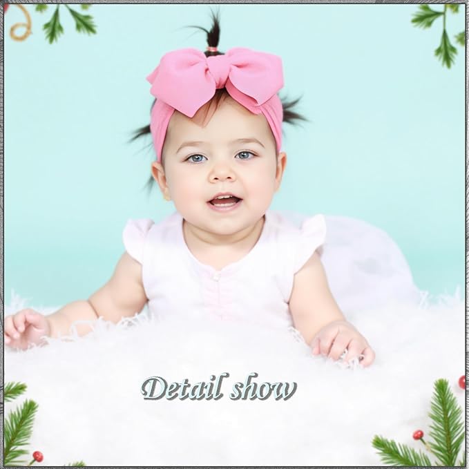Valentines Baby Girl Bows Newborn Headband Infant Big Bows for Birthday/Baby Shower/Photography/Baby Gifts (Red&Pink)