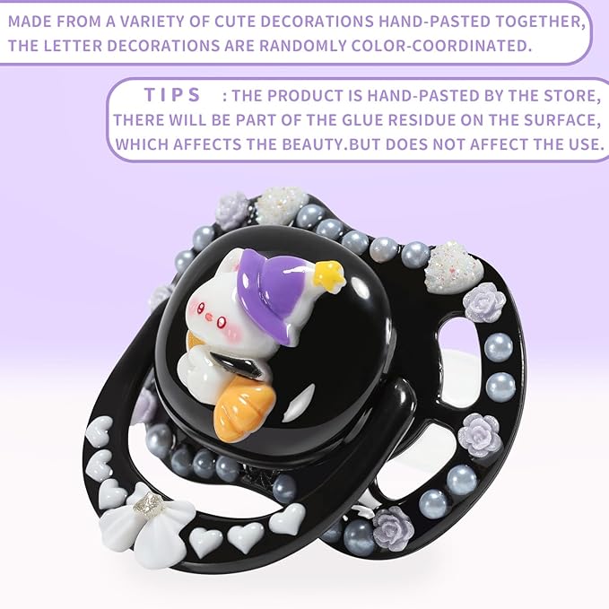 CutiePlusU Adult Sized Pacifier Dummy DIY Handmade Big Shield- Black