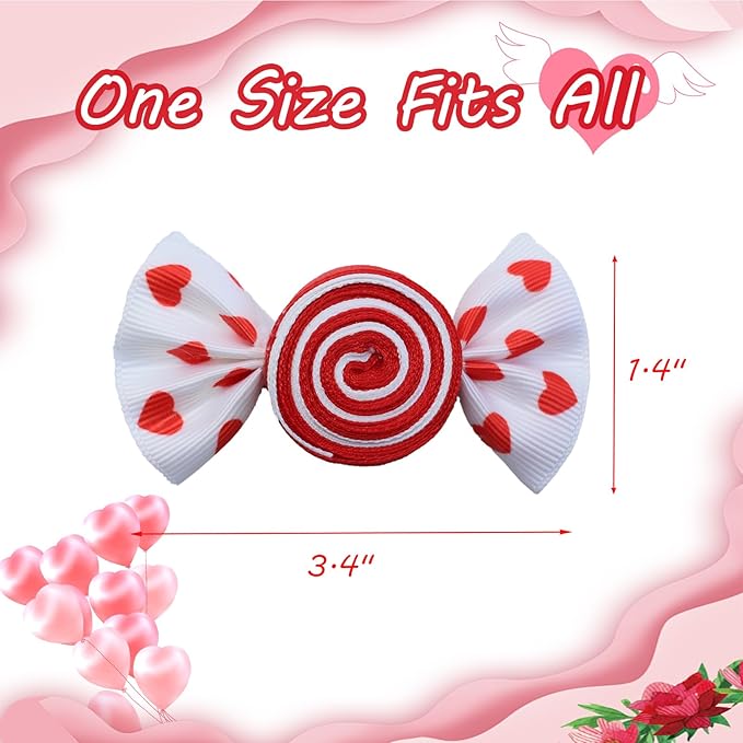 Valentines Hair Bow Clips Red Hair Bow Clips for Girls Love Heart Print Hair Clips Red Candy Bow Hair Barrettes Toddler Hair Accessories for Women