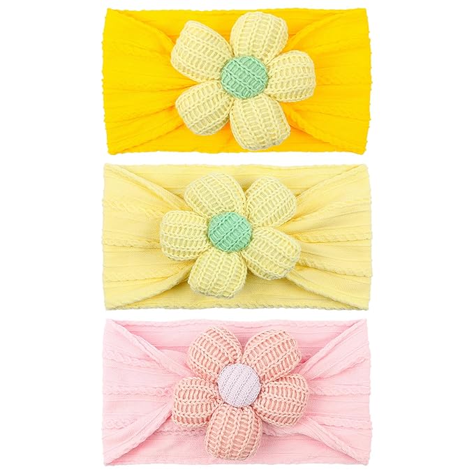 LemonSpace Handmade Baby Headbands with Big Sunflower Soft Strechy Baby Girls Nylon Hairbands Colorful Flower Bows for Newborns Infants Toddlers Baby Hair Accessories for Girls Gifts
