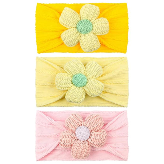 LemonSpace Handmade Baby Headbands with Big Sunflower Soft Strechy Baby Girls Nylon Hairbands Colorful Flower Bows for Newborns Infants Toddlers Baby Hair Accessories for Girls Gifts