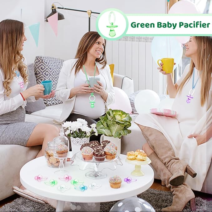 50 Pieces 2.75 Inch Baby Pacifier Baby Shower Plastic Pacifier for Baby Shower Pacifier, Baby Shower Gender Show Party Decoration DIY Birthday Party Gift (Green)