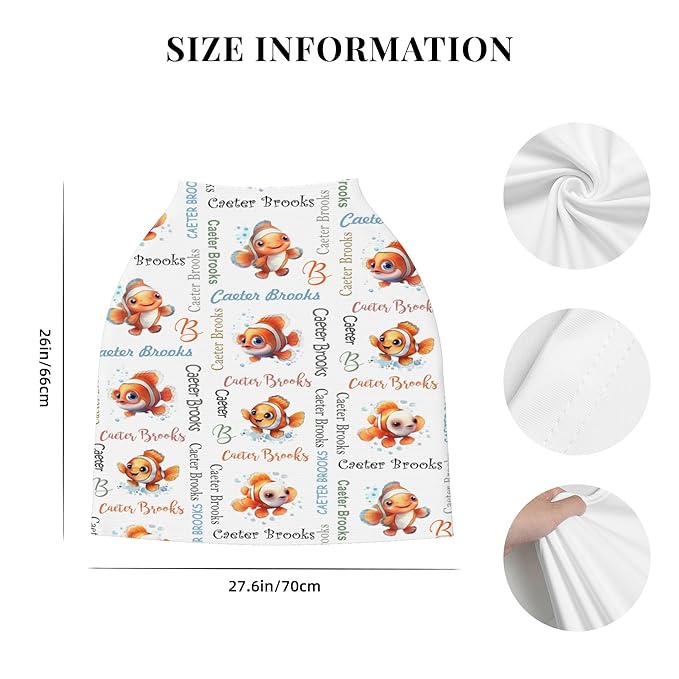 Personalized Baby Car Seat Cover with Name Stroller Canopy Custom Clownfish Carseat Cover Newborn Baby Boy Girl Nursing Cover for Moms First Birthday Gift