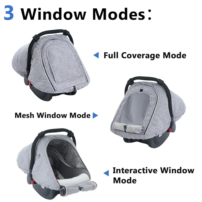 Fairy Baby Winter Car Seat Cover for Baby Carseat with Mesh Window(Grey),Infant Warm&Cozy Car seat Covers Baby for Travel, Waterproof CarSeat Cover for Babies.